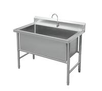 Atduglanix Fregadero de Servicio de 1 Compartimento de Acero Inoxidable Fregadero de Cocina Grande for Interiores y Exteriores for lavadero, sótano, Garaje o Tienda, estación de Lavado (Size : 100x60