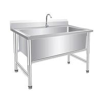 Atduglanix Fregadero de Servicio de Acero Inoxidable Juego de Fregadero de Cocina Comercial de un Solo tazón Independiente con Grifo for Restaurante, Taller de Garaje Lavandería Industrial (Size : 60