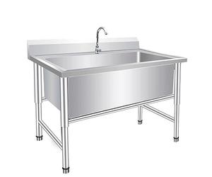 Atduglanix Fregadero de Servicio de Acero Inoxidable Juego de Fregadero de Cocina Comercial de un Solo tazón Independiente con Grifo for Restaurante, Taller de Garaje Lavandería Industrial (Size : 60