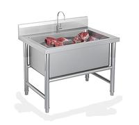 Atduglanix Fregadero Independiente de Acero Inoxidable, Fregadero de Cocina Comercial de 1 Compartimento, Seno Individual for Garaje, Restaurante, lavandería, baño, Granja (Size : 80x60x80cm/31.4x23.