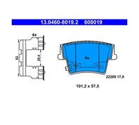 ATE Juego de 4 pastillas de freno para CHRYSLER: 300C & LANCIA: Thema (Ref: 13.0460-8019.2)
