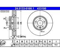 2 ATE Discos de Freno Delanteros 340mm para VW Multivan Transporter T5
