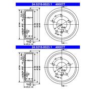 Tambor de freno 24.0218-0023.1 ATE para MERCEDES-BENZ CLASE A
