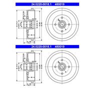 ATE Tambor de freno para VOLKSWAGEN: Golf, Passat, Polo, Golf Cabriolet, Jetta, Santana, Caddy, Vento & SEAT: Cordoba, Ibiza (Ref: 24.0220-0018.1)