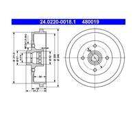 ATE 24.0220-0018.1 Tambor Del Freno de para VW Caddy II Pick-Up Seat Skoda