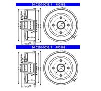 ATE 24.0220-0038.1 Tambor de Freno Trasero para Opel Corsa C Tigra Twintop