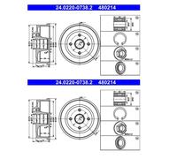 ATE 24.0220-0738.2 Tambor De Freno Trasero Para Opel Corsa C Tigra Twintop