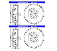 ATE 24.0222-8017.1 Tambor De Freno Trasero Para Citroën Peugeot 306