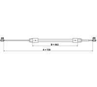 Cable, freno de estacionamiento ATE 24.3727-0422.2 Derecha