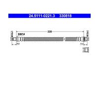 ATE Latiguillo de freno para RENAULT: Trafic & VAUXHALL: Vivaro & NISSAN: NV300, Primastar & OPEL: Vivaro (Ref: 24.5111-0221.3)