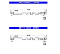 ATE 24.5111-0424.3 Manguera de Freno Delantera para Citroën Peugeot Caja Socio /
