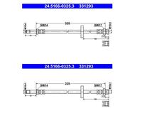 ATE 24.5166-0325.3 Manguera de Freno Delantera para Skoda Favorit VW Caddy II