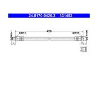 ATE 24.5170-0426.3 Tubo Flexible de Frenos para Mercedes-Benz W114