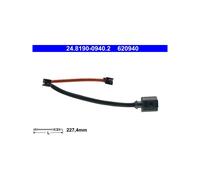 ATE Contacto de aviso, desgaste de los frenos para PORSCHE: Cayenne, Panamera, Taycan (Ref: 24.8190-0940.2)