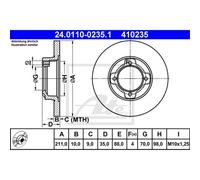 ATE 2X Disco De Freno Delante 2110 Completo Para Daihatsu Cuore IV L501 L80 L81