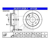 ATE 2X Disco De Freno Delante 2300 Completo Para Hyundai Atos MX 24.0111-0125.1