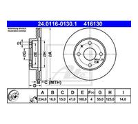 ATE 2X Disco De Freno Delante 2340 Ventilado Para Daihatsu Sirion M 3_ M 1
