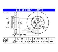 ATE 2X Disco De Freno Delante 2550 Ventilado Para Toyota Prius _W3_ Lexus CT