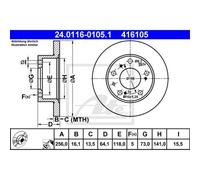 ATE 2X Disco De Freno Delante 2560 Completo Para Fiat Ducato 24.0116-0105.1