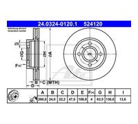 ATE 2X Disco De Freno Delante 2600 Ventilado Para Ford Mondeo I Turnier BNP