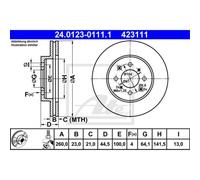 ATE 2X Disco De Freno Delante 2600 Ventilado Para Honda Civic VII Hatchback