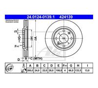 ATE 2X Disco De Freno Delante Ø260Mm Ventilado Para Peugeot 406 8B 8E/F
