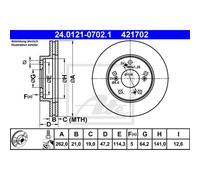 ATE 2X Disco De Freno Delante 2620 Ventilado Para Honda Civic VII Hatchback