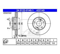 ATE 2X Disco De Freno Delante 2620 Ventilado Para Renault Laguna I B56_ 556_