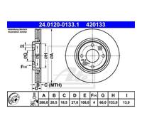ATE 2X Disco De Freno Delante 2660 Ventilado Para Peugeot 206 CC 2D 2A/C 5F