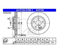 ATE 2X Disco De Freno Delante 2700 Ventilado Para Mercedes-Benz Vaneo 414