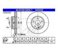 ATE 2X Disco De Freno Delante 2760 Ventilado Para Mercedes-Benz Clase A W169