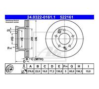 ATE 2X Disco De Freno Delante 2760 Ventilado Para Mercedes-Benz Sprinter 3-T