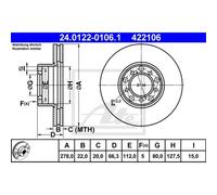 ATE 2X Disco De Freno Delante 2780 Ventilado Para Mercedes-Benz SL R107 C107