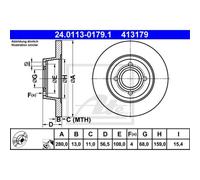 ATE 2X Disco De Freno Delante 2800 Completo Para Audi 80 8C B4 24.0113-0179.1