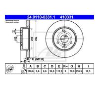 ATE 2X Disco De Freno Delante 2800 Completo Para Smart Fortwo Cabrio 451 450