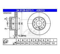 ATE 2X Disco De Freno Delante 2800 Ventilado Para Fiat Ducato Kasten 250