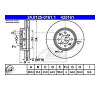 ATE 2X Disco De Freno Delante 2820 Ventilado Para MG 24.0125-0161.1