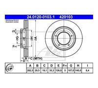 ATE 2X Disco De Freno Delante 2825 Ventilado Para Porsche 944 924 24.0120-0103.1