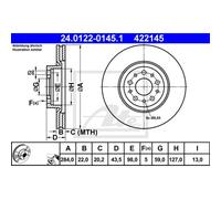 ATE 2X Disco De Freno Delante 2840 Ventilado Para Fiat Tipo Hatchback 356