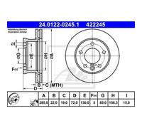ATE 2X Disco De Freno Delante 2850 Ventilado Para Mercedes-Benz Sprinter 3-T