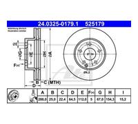 ATE 2X Disco De Freno Delante 2880 Ventilado Para Mercedes-Benz Clase C W204