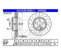 ATE 2X Disco De Freno Delante 2950 Perforado/Interior Para Mercedes-Benz