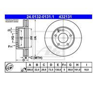 ATE 2X Disco De Freno Delante 3000 Ventilado Para Fiat Ducato Kasten 250