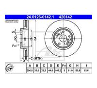 ATE 2X Disco De Freno Delante Ø300Mm Ventilado Para Renault Scénic I JA0/1 FA0