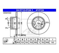 ATE 2X Disco De Freno Delante 3020 Completo Para BMW 5 Series E34 24.0112-0124.1