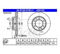 ATE 2X Disco De Freno Delante 3020 Ventilado Para Toyota Land Cruiser _J7_