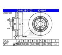 ATE 2X Disco De Freno Delante 3020 Ventilado Para Volvo V70 I P80_ 875 876