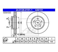 ATE 2X Disco De Freno Delante 3030 Ventilado Para Ford Maverick 24.0126-0151.1