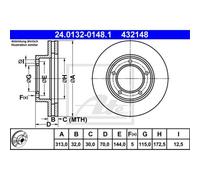ATE 2X Disco De Freno Delante 3130 Ventilado Para Toyota Land Cruiser 100