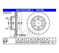 ATE 2X Disco De Freno Delante 3190 Ventilado Para Toyota Land Cruiser 90 _J9_